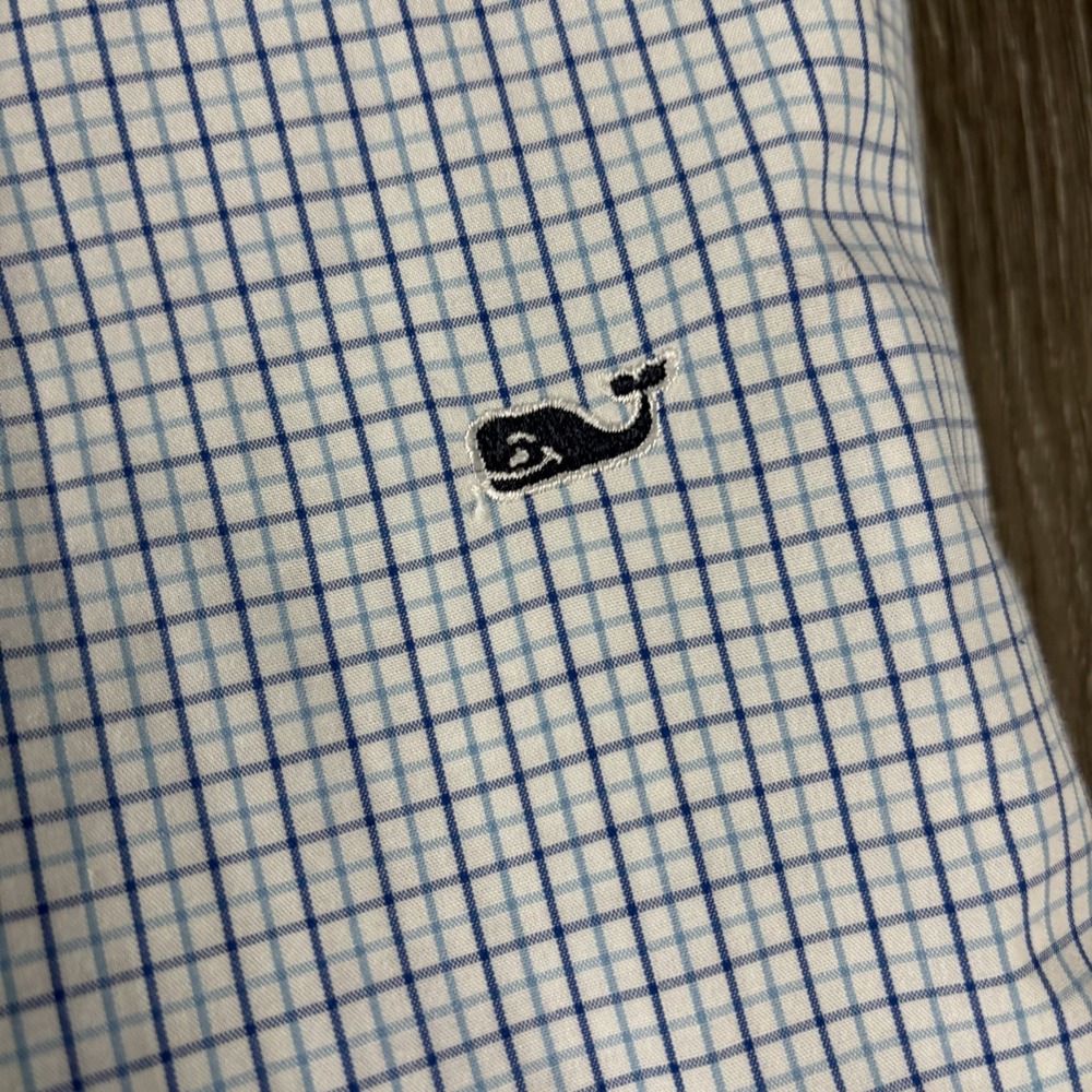 Vineyard Vines Whale Shirt Men's XL Check Blue Long Sleeve Cotton Button Down - Picture 3 of 8